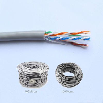 UTP Cat6 Ethernet Lan Cable 100m Grey Solid Copper Twisted Wire
