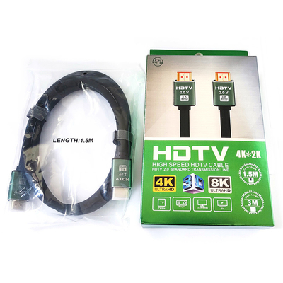 ODM HDMI 2.0 Cable 3m 18Gbps High Speed ​​Black สำหรับเครื่องเล่นดีวีดี